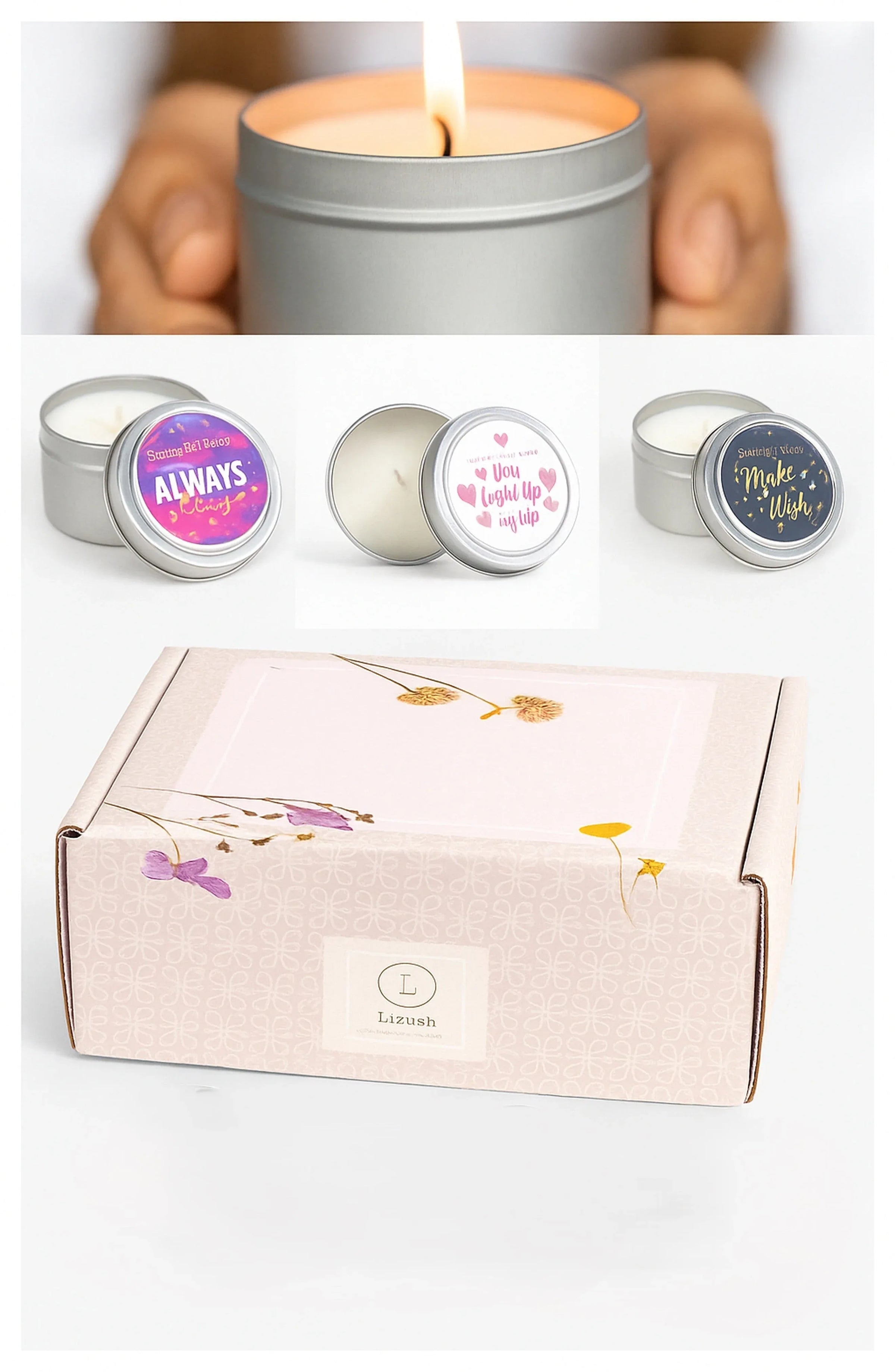 Trio of Tin Soy Candle - Scented with Bergamot and Lavender Essential oils - BIG FRENCHIES
