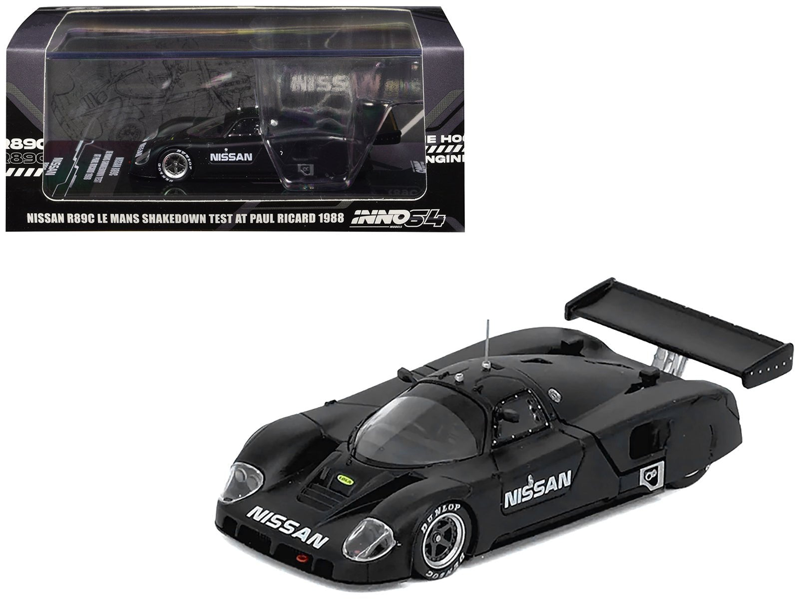 Nissan R89C Matt Black "Le Mans Shakedown Test at Paul Ricard 1988" 1/64 Diecast Model Car by Inno Models  free shipping USA