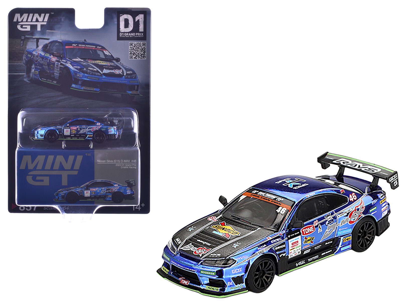 Nissan Silvia (S15) D-MAX RHD (Right Hand Drive) #46 Masao Suenaga "D-MAX Racing" "D1 Grand Prix" (2023) Limited Edition 1/64 Diecast Model Car by Mini GT  free shipping USA