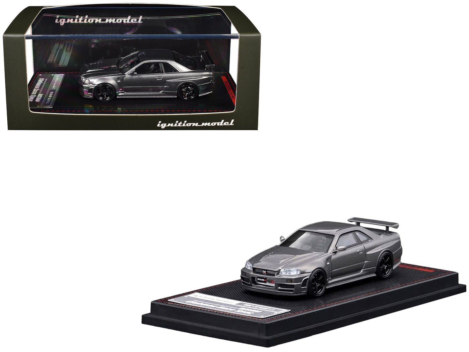 Nissan Skyline GT-R (BNR34) Nismo CRS RHD (Right Hand Drive) Gray Metallic 1/64 Diecast Model Car by Ignition Model  free shipping USA
