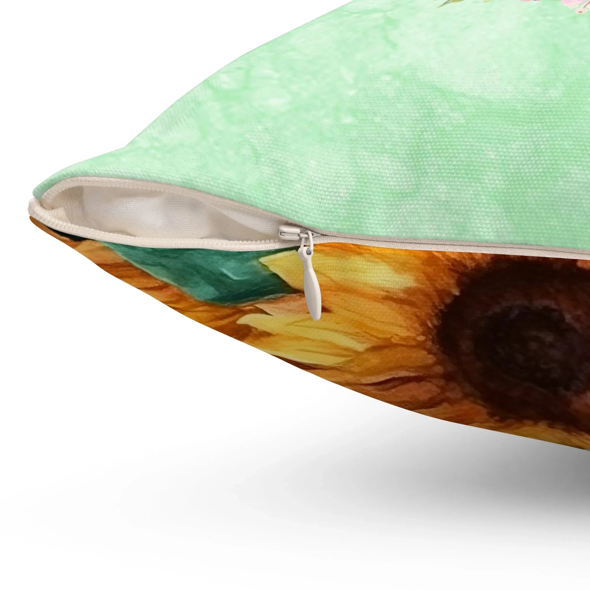 Nostalgic Cat Pillow for Fall: Watercolor Kitten, Boho Butterflies and Sunflowers - BIG FRENCHIES