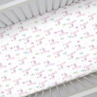 NoJo Super Soft Pink Llama Nursery Crib Fitted Sheet - BIG FRENCHIES