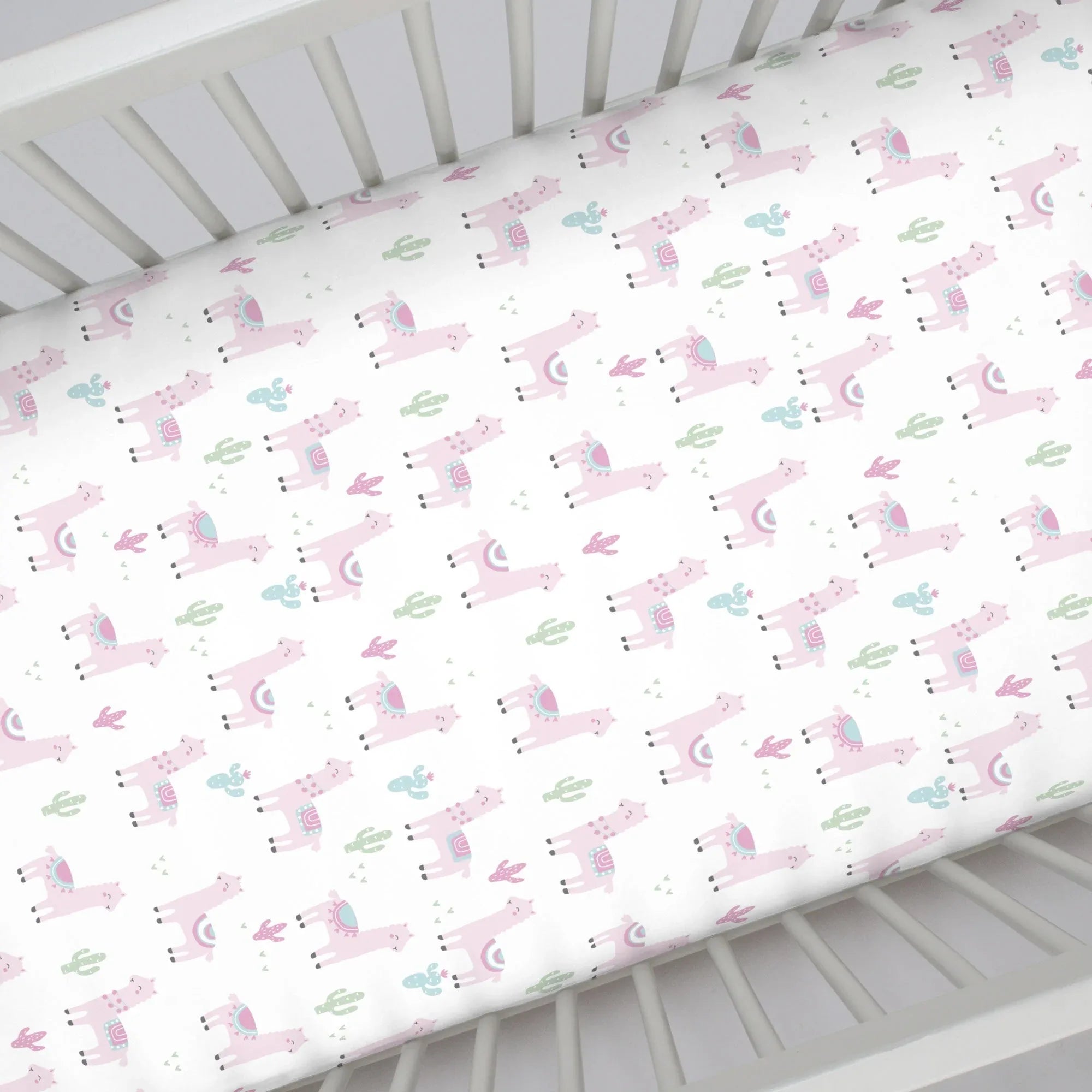 NoJo Super Soft Pink Llama Nursery Crib Fitted Sheet - BIG FRENCHIES