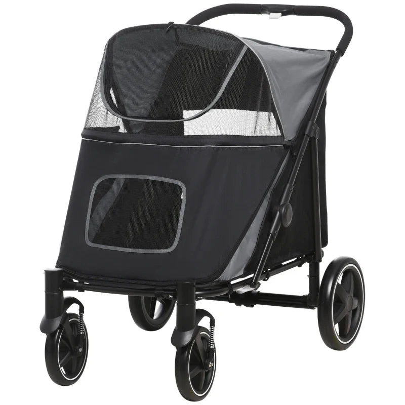One-Click Foldable Stroller for Large Medium Small Dogs, Pet, Cats with Storage - BIG FRENCHIES