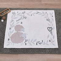 NoJo Together is Better White, Gray, and Taupe Mama and Baby Lamb Milestone Blanket - BIG FRENCHIES