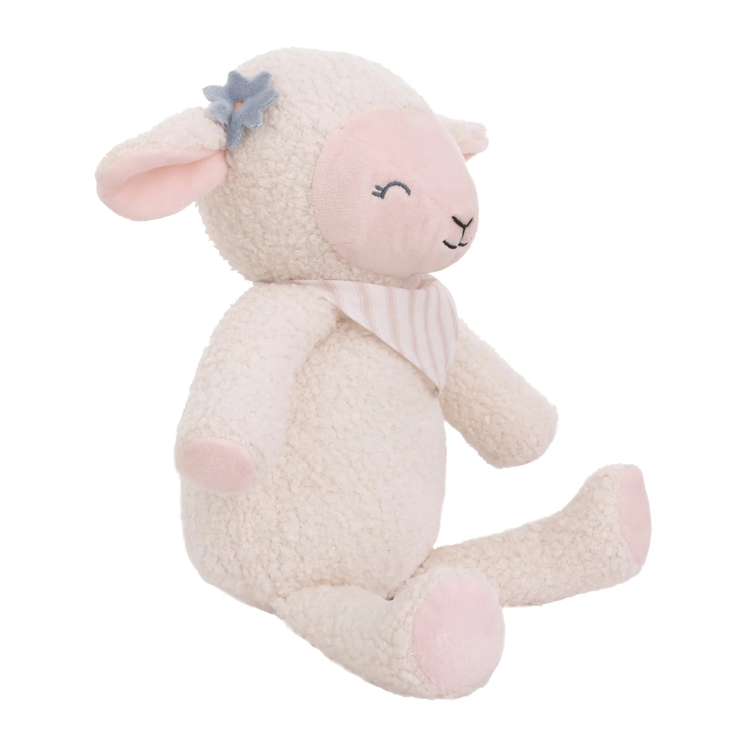 Farmhouse Chic Pink and White Super Soft Plush Stuffed Animal Lamb with Bandana - "Meadow" - BIG FRENCHIES