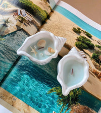 Ocean’s Whisper Candle in Jesmonite Shell – Coastal Calm at Home