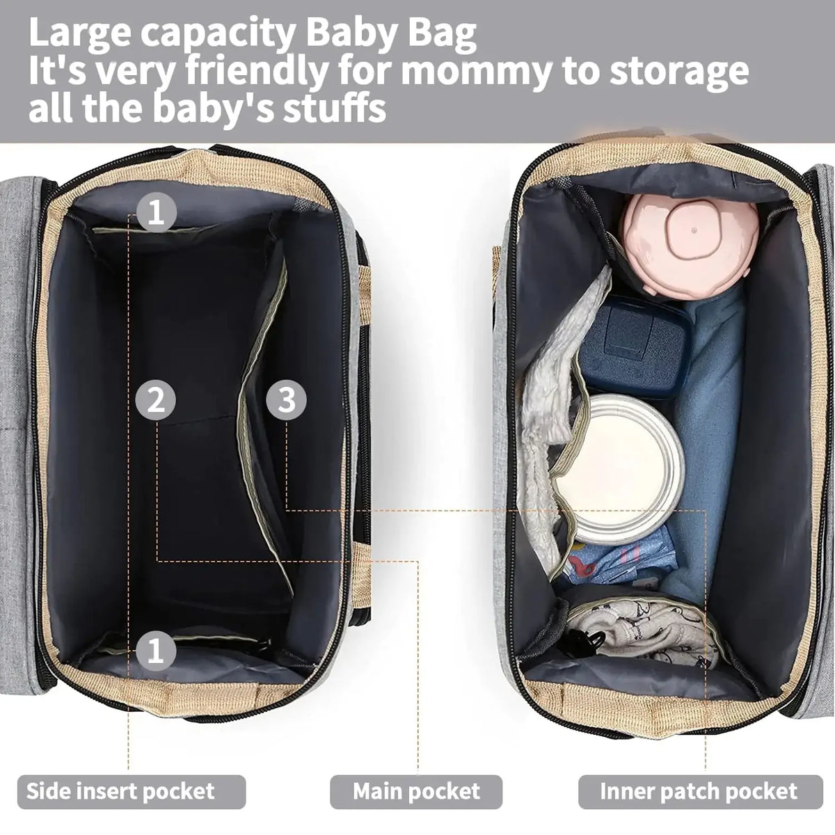 Baby Diaper Bag - Foldable Baby Bed - # BAGEG11610003 - BIG FRENCHIES