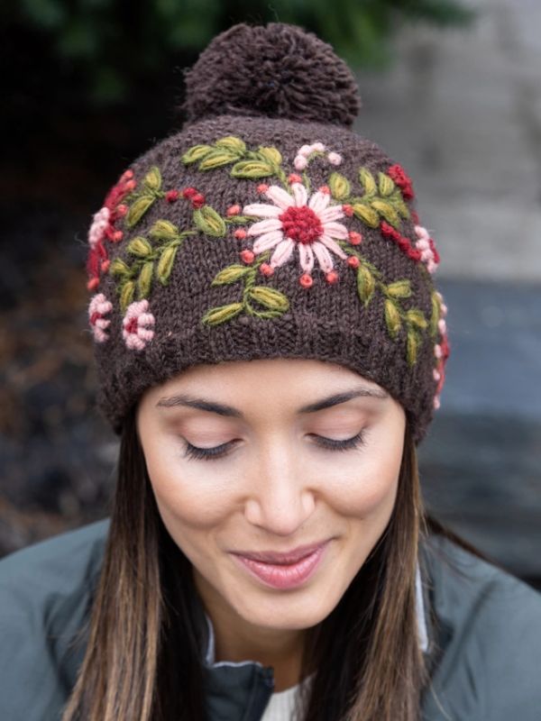 Olivia Wool Knit Embroidered Hat - BIG FRENCHIES