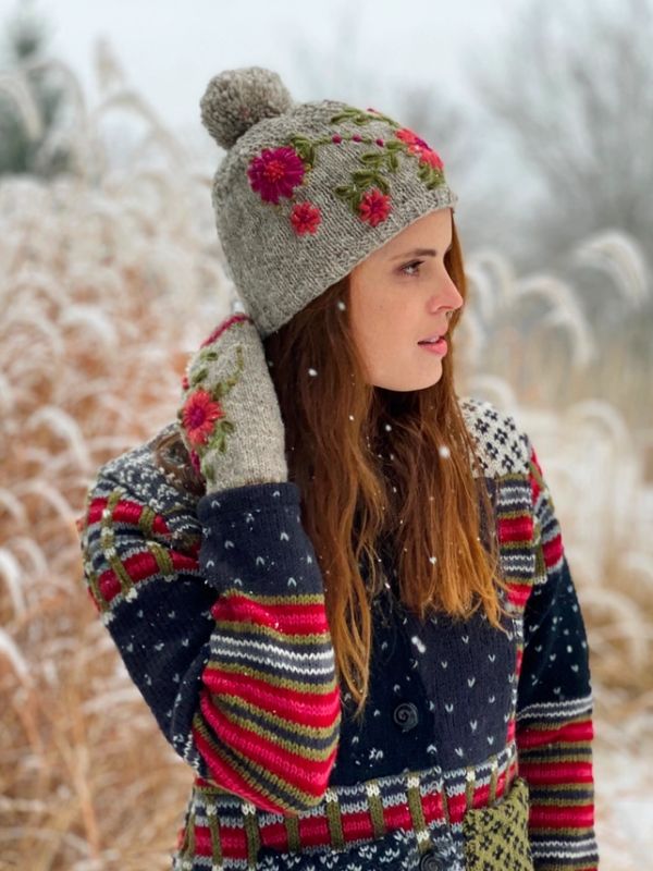 Olivia Wool Knit Embroidered Hat - BIG FRENCHIES