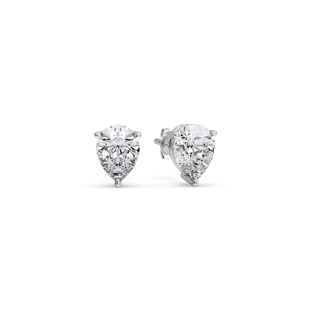 Three-Prong Pear Diamond Solitaire Stud Earrings (1.00ct - 10.00ct)