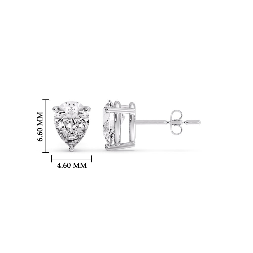 Three-Prong Pear Diamond Solitaire Stud Earrings (1.00ct - 10.00ct)