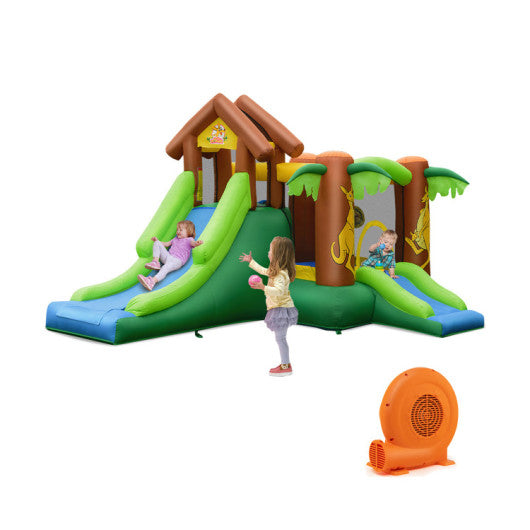 Kids Inflatable Jungle Bounce House Castle with 680W Blower - BIG FRENCHIES