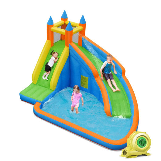 Kids Inflatable Water Slide Bouncing House with Carrying Bag and 480W Blower - BIG FRENCHIES