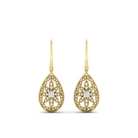 Filigree Diamond Openwork Teardrop Earrings