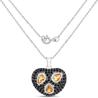3.19 Carat Genuine Citrine and Black Spinel .925 Sterling Silver Pendant