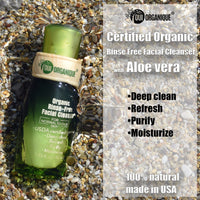 Certified Organic Rinse Free Facial Cleanser|Aloe vera All -in-1 Skin freshener All skin Types even Sensitive/Baby's wipe - BIG FRENCHIES