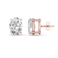 Classic Four Prong Oval Diamond Solitaire Stud Earrings (1.00 Ct - 10.00 Ct)