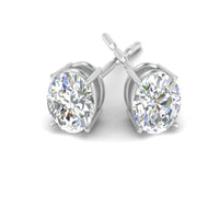Classic Four Prong Oval Diamond Solitaire Stud Earrings (1.00 Ct - 10.00 Ct)