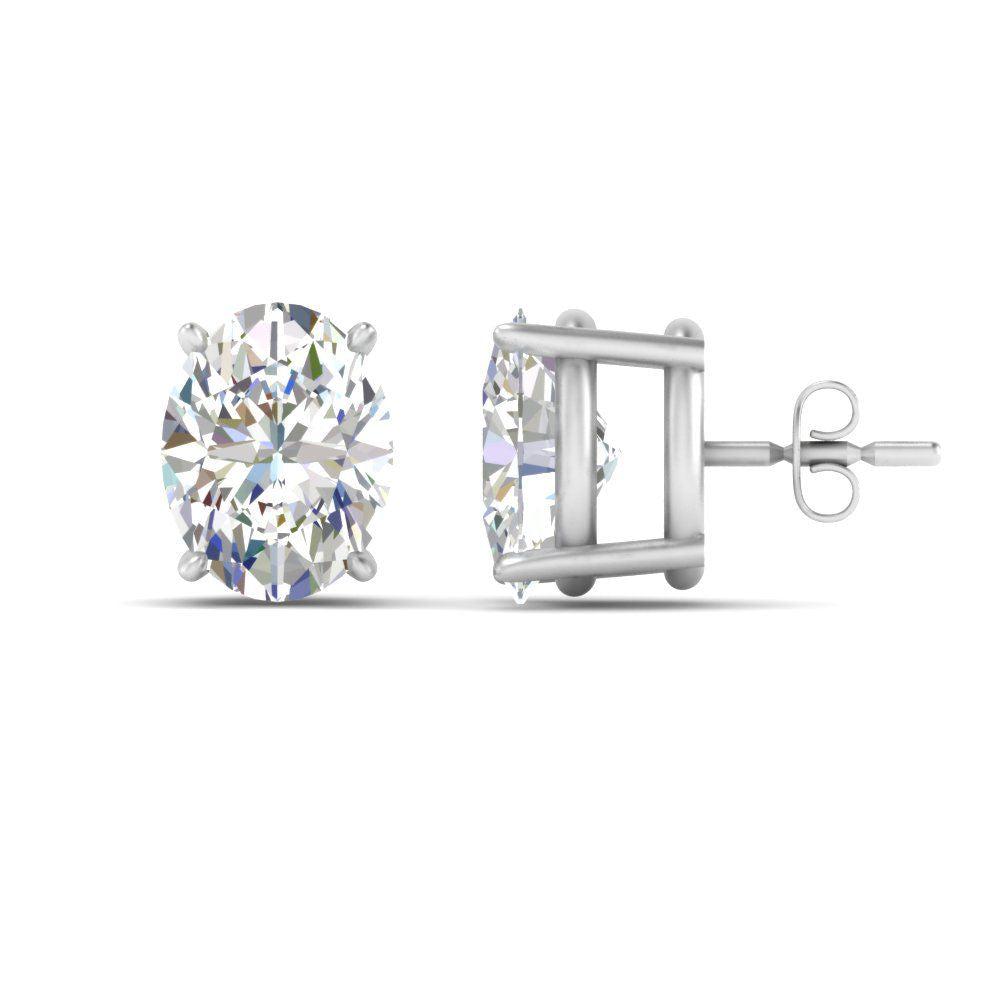 Classic Four Prong Oval Diamond Solitaire Stud Earrings (1.00 Ct - 10.00 Ct)