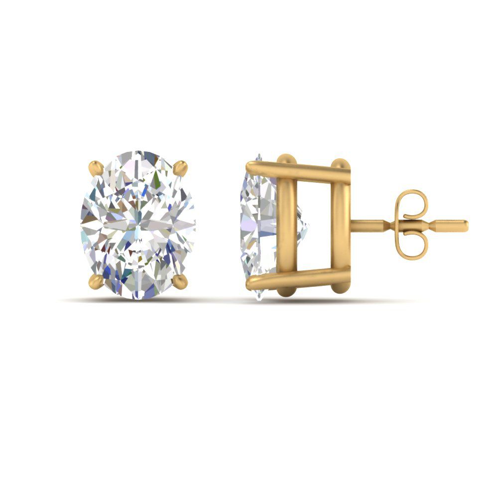 Classic Four Prong Oval Diamond Solitaire Stud Earrings (1.00 Ct - 10.00 Ct)