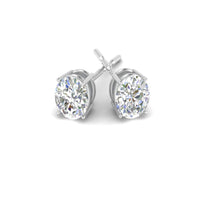 Classic Four Prong Oval Diamond Solitaire Stud Earrings (1.00 Ct - 10.00 Ct)