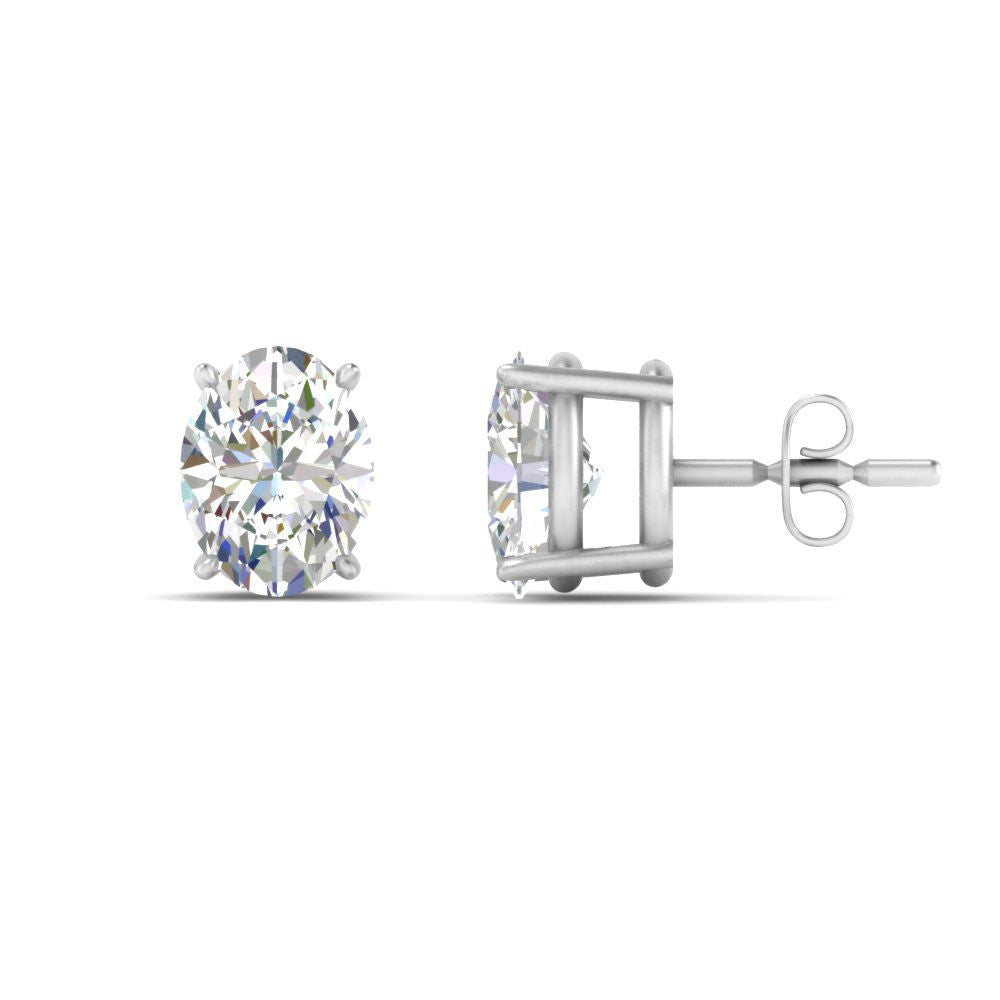 Classic Four Prong Oval Diamond Solitaire Stud Earrings (1.00 Ct - 10.00 Ct)