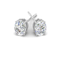 Classic Four Prong Oval Diamond Solitaire Stud Earrings (1.00 Ct - 10.00 Ct)
