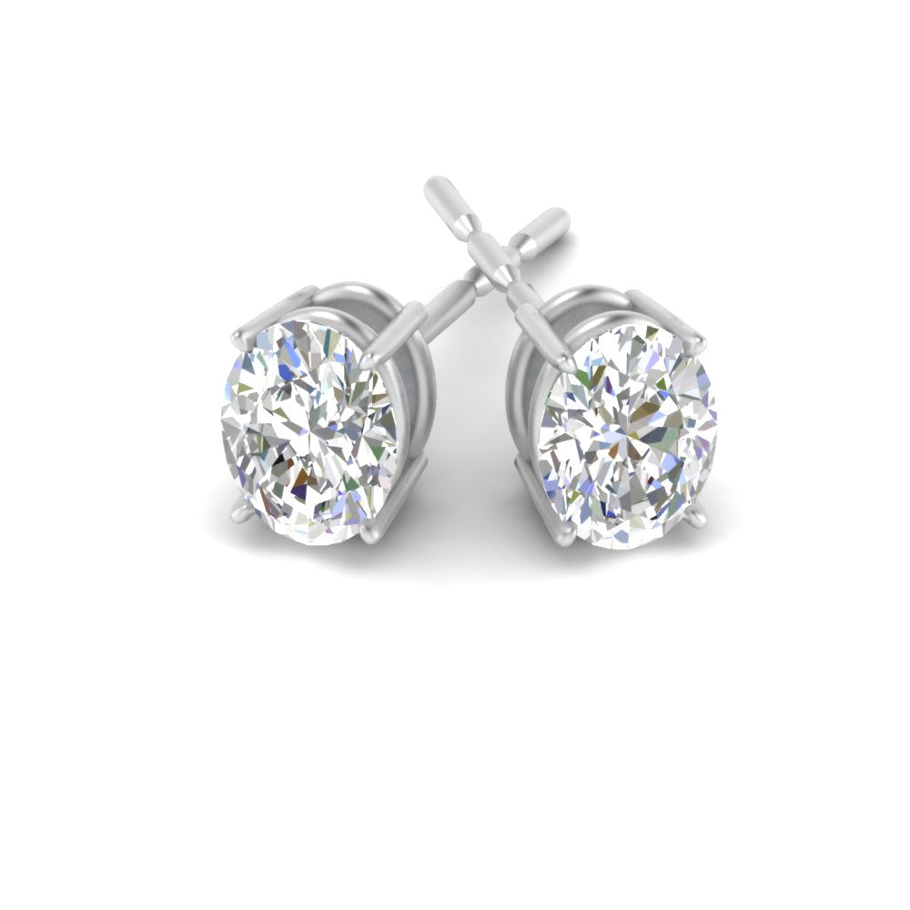 Classic Four Prong Oval Diamond Solitaire Stud Earrings (1.00 Ct - 10.00 Ct)