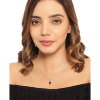 2.32 Carat Genuine Garnet and White Diamond 14K Yellow Gold with .925 Sterling Silver Pendant