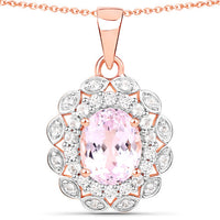 4.26 Carat Genuine Kunzite and White Topaz .925 Sterling Silver Pendant