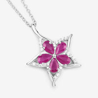 1.37 Carat Genuine Ruby and White Zircon .925 Sterling Silver Pendant