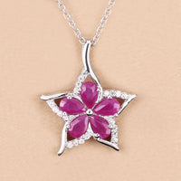 1.37 Carat Genuine Ruby and White Zircon .925 Sterling Silver Pendant