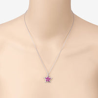 1.37 Carat Genuine Ruby and White Zircon .925 Sterling Silver Pendant