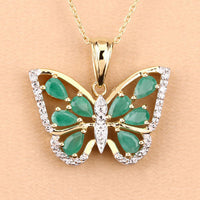 1.91 Carat Genuine Emerald and White Zircon .925 Sterling Silver Pendant