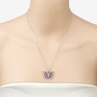 1.75 Carat Genuine Tanzanite and White Zircon .925 Sterling Silver Pendant