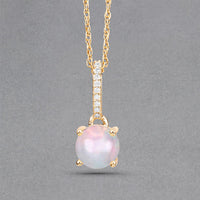 0.53 Carat Genuine Ethiopian Opal and White Diamond 10K Yellow Gold Pendant
