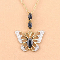 0.92 Carat Genuine Blue Sapphire and White Zircon .925 Sterling Silver Pendant