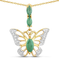 0.72 Carat Genuine Emerald and White Zircon .925 Sterling Silver Pendant