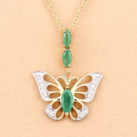 0.72 Carat Genuine Emerald and White Zircon .925 Sterling Silver Pendant