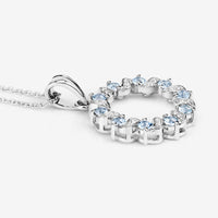 1.10 Carat Genuine Aquamarine and White Topaz .925 Sterling Silver Pendant