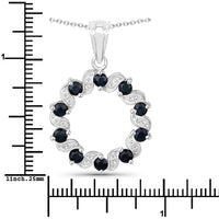 1.30 Carat Genuine Blue Sapphire and White Topaz .925 Sterling Silver Pendant