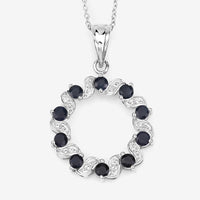 1.30 Carat Genuine Blue Sapphire and White Topaz .925 Sterling Silver Pendant