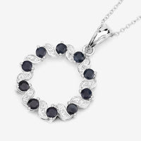 1.30 Carat Genuine Blue Sapphire and White Topaz .925 Sterling Silver Pendant
