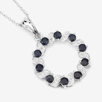 1.30 Carat Genuine Blue Sapphire and White Topaz .925 Sterling Silver Pendant