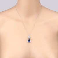 5.54 Carat Genuine Tanzanite and White Diamond 18K White Gold Pendant
