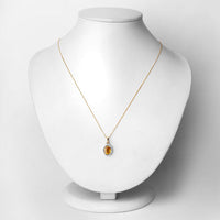 1.78 Carat Genuine Yellow Sapphire and White Diamond 14K Yellow Gold Pendant
