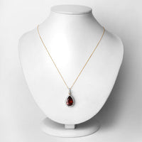 3.29 Carat Genuine Rhodolite and White Diamond 14K Yellow Gold Pendant