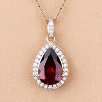 3.29 Carat Genuine Rhodolite and White Diamond 14K Yellow Gold Pendant