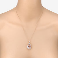 9.31 Carat Genuine Morganite and White Diamond 14K Rose Gold Pendant